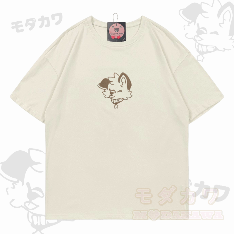 MODAKAWA X popipeko Besticktes T-Shirt mit fröhlichem Welpenmotiv aus Baumwolle - Beige - 5XL - image 5