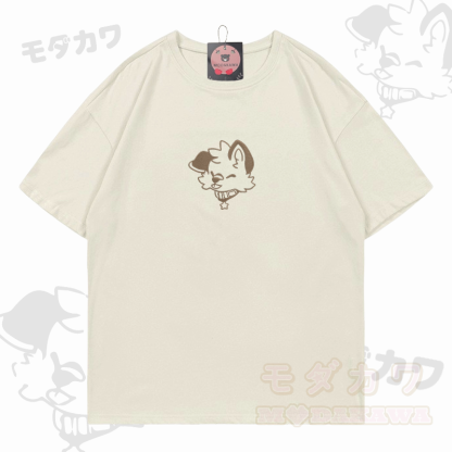 MODAKAWA X popipeko Besticktes T-Shirt mit fröhlichem Welpenmotiv aus Baumwolle - Beige - 5XL - image 5