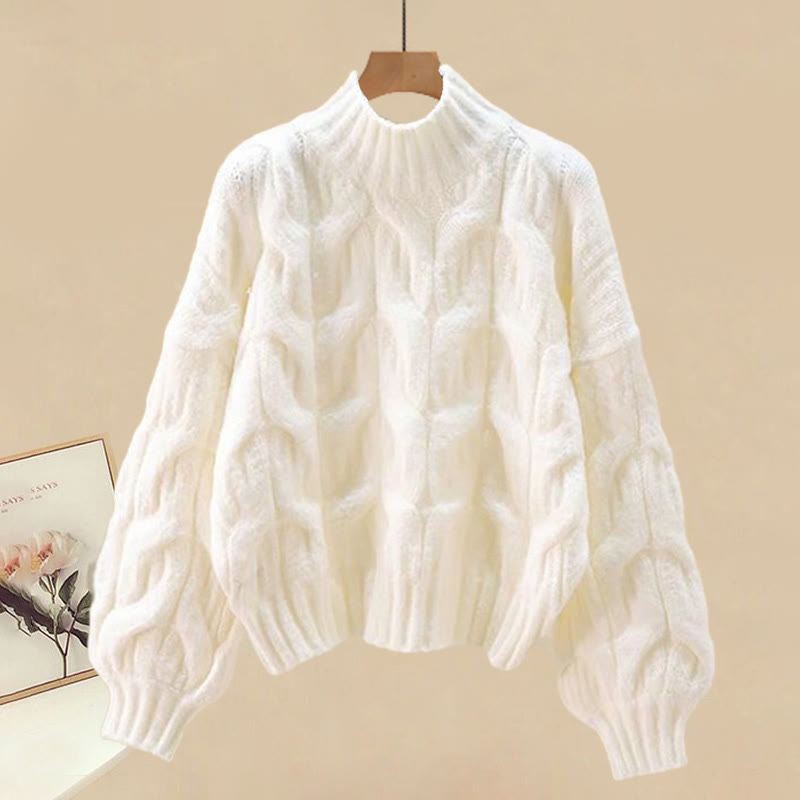 Strickpullover, karierter Rock, langer Mantel, passendes Outfit - Sweater - XL - image 5
