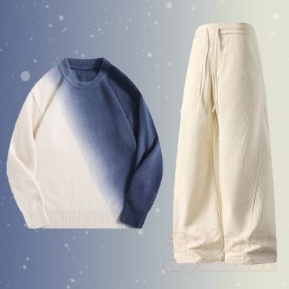 Zweiteiler: Strickpullover mit Farbverlauf und Cordhose - Set E - 2XL - image 5