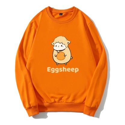 EGGSHEEP Sweatshirt mit rundem Kragen und Egg-Sheep-Grafik - Orange - 5XL - image 5