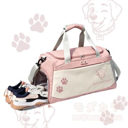 Modakawa Sporttasche mit großem Fassungsvermögen und Welpenmotiv „Zunge raus“, große Kapazität - Rosa - 55 x 28 x 26 cm - image 4