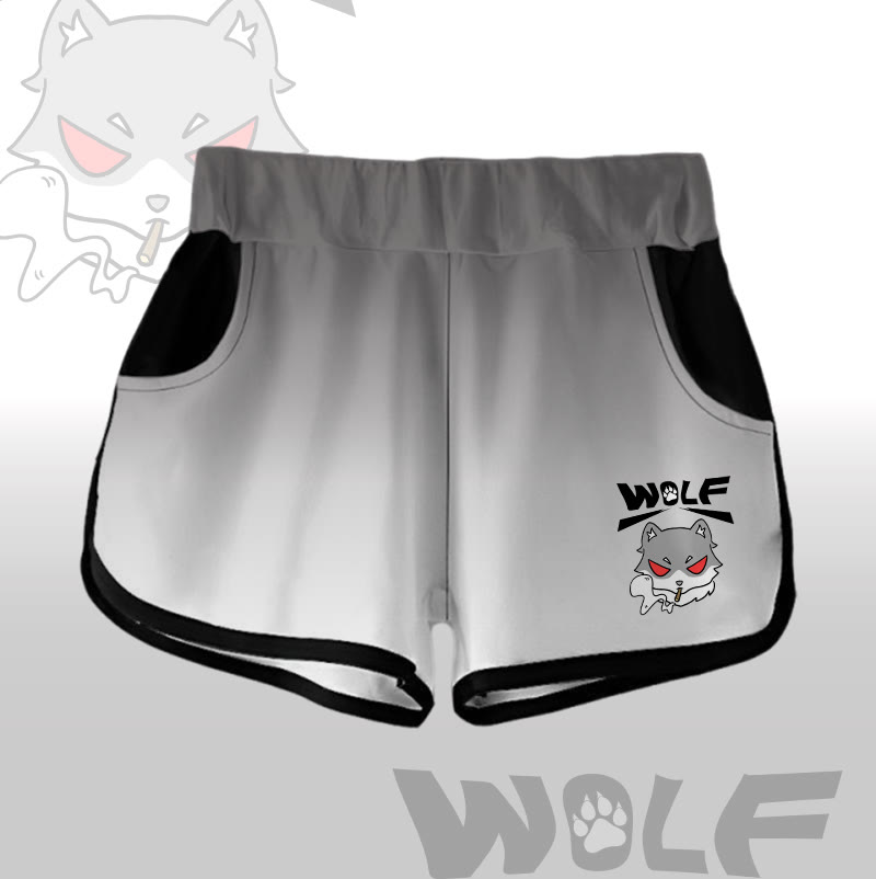 MODAKAWA Shorts mit Farbverlauf und Rauchwolf-Grafik - Grey - 5XL - image 2