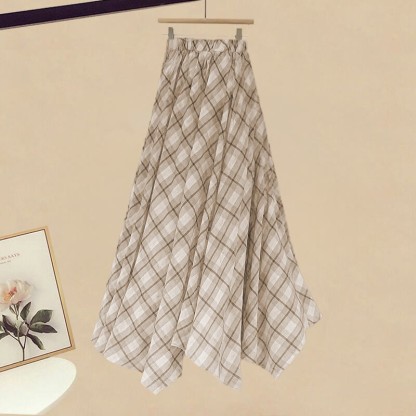 Strickkleid mit Gürtel, karierter Rock, passendes Outfit - Skirt - XL - image 3