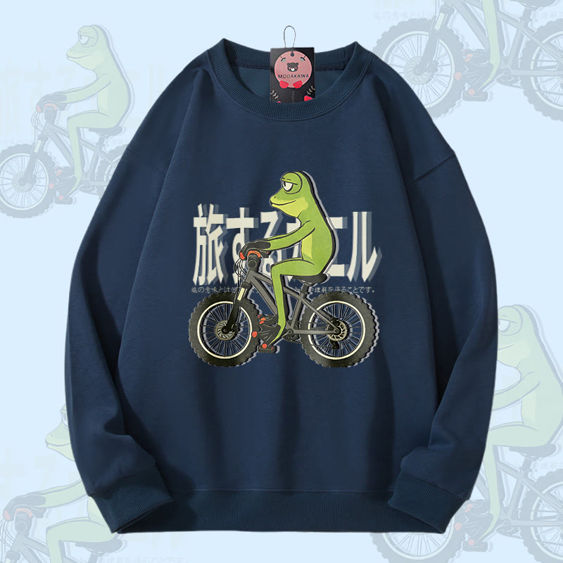 Unisex-Sweatshirt mit Fahrradfrosch-Grafik - Purplish Blue - 5XL - image 2