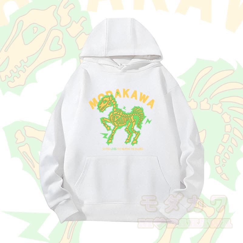 MODAKAWA Hoodie mit elektrisiertem Pferdemotiv (schwere Ausführung) - Weiß B - 2XL - image 7