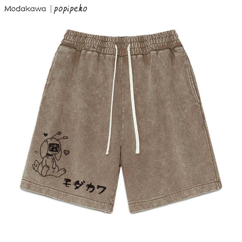MODAKAWA X popipeko – Shorts mit Roboterhasen-Print im Vintage-Look - Brown - 3XL - image 4