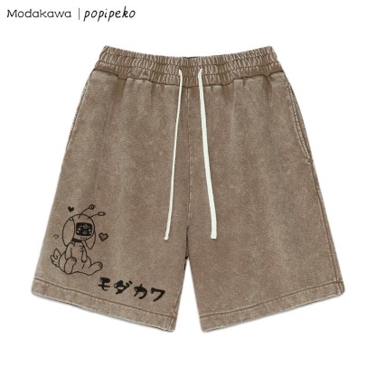 MODAKAWA X popipeko – Shorts mit Roboterhasen-Print im Vintage-Look - Brown - 3XL - image 4
