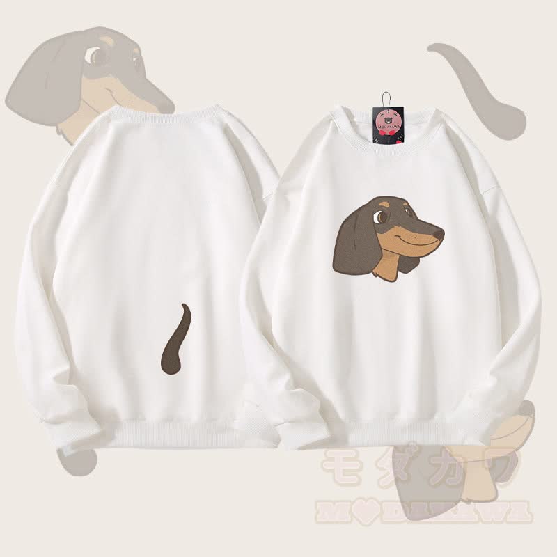 MODAKAWA Unisex-Sweatshirt mit Welpenmotiv (Gesicht und Schwanz) - Weiß - 5XL - image 3