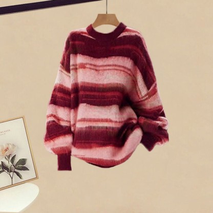 Gestreifter Strickpullover, karierte Jeans, passendes Outfit - Sweater - XL - image 2