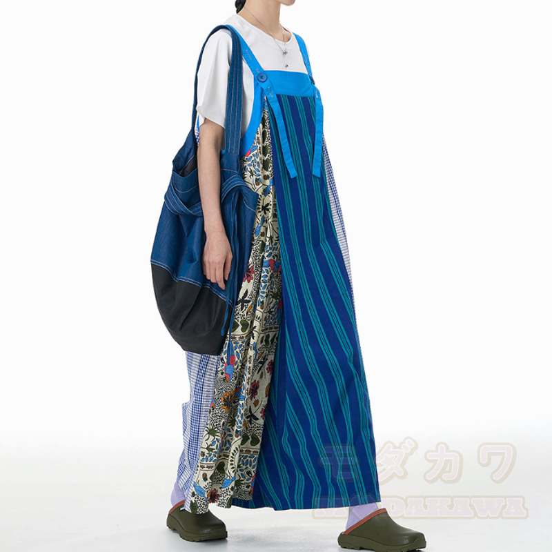 Lässige, bunte Latzhose mit Polka-Dot-Streifenmuster - image 7
