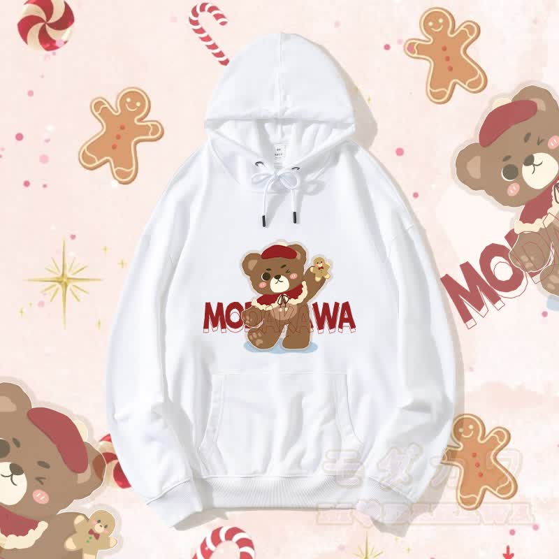 MODAKAWA Streetwear-Kapuzenpullover mit Weihnachtsbär-Grafik - Weiß B - 5XL - image 8
