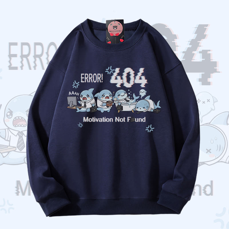 ERROR 404 MOTIVATION NICHT GEFUNDEN Shark Graphic Modakawa Sweatshirt - Purplish Blue - 5XL - image 5