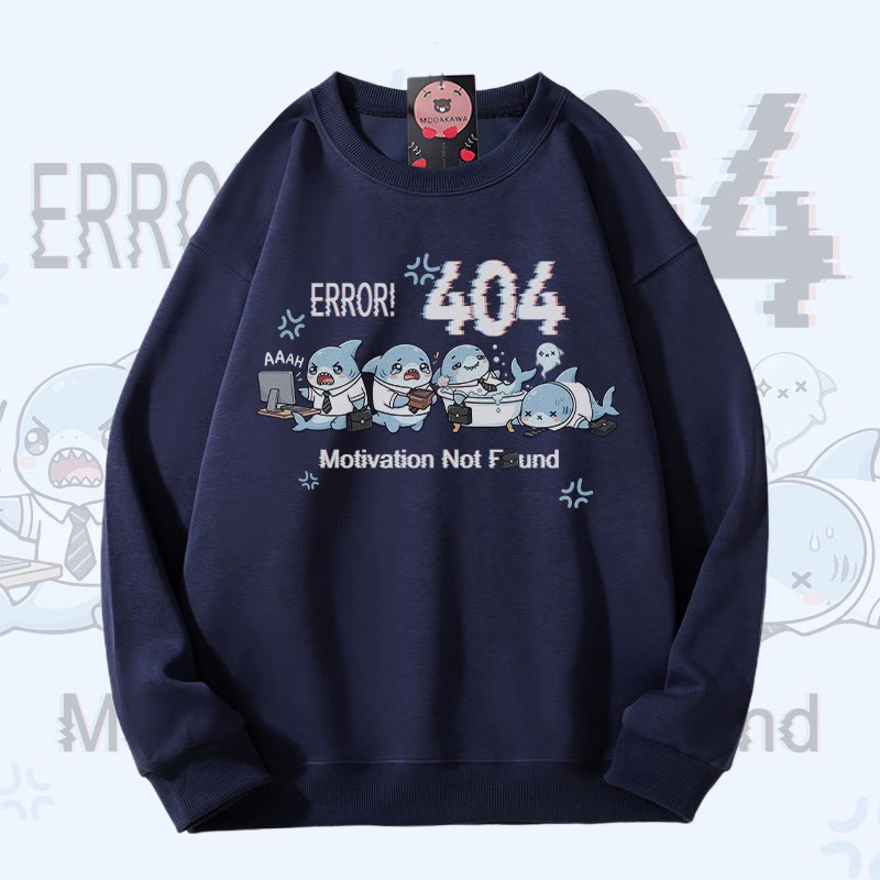 ERROR 404 MOTIVATION NICHT GEFUNDEN Shark Graphic Modakawa Sweatshirt - Purplish Blue - 5XL - image 5