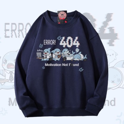 ERROR 404 MOTIVATION NICHT GEFUNDEN Shark Graphic Modakawa Sweatshirt - Purplish Blue - 5XL - image 5