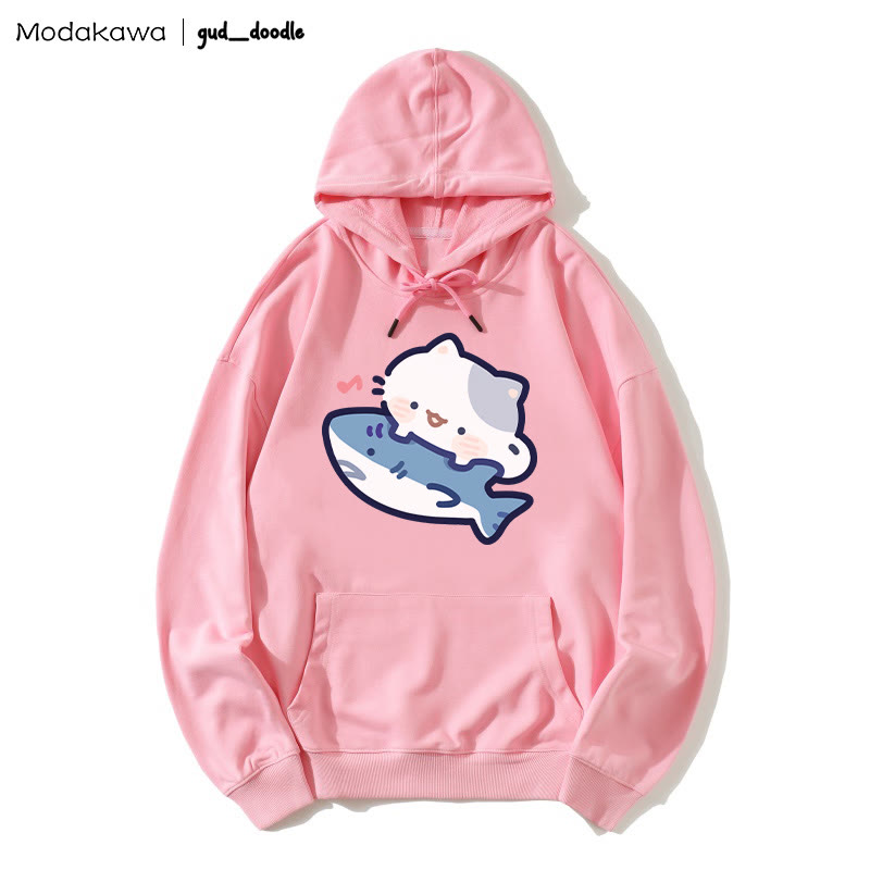 MODAKAWA X gud_doodle Lockerer Hoodie mit Kitty-Hai-Print - Pink - 5XL - image 6