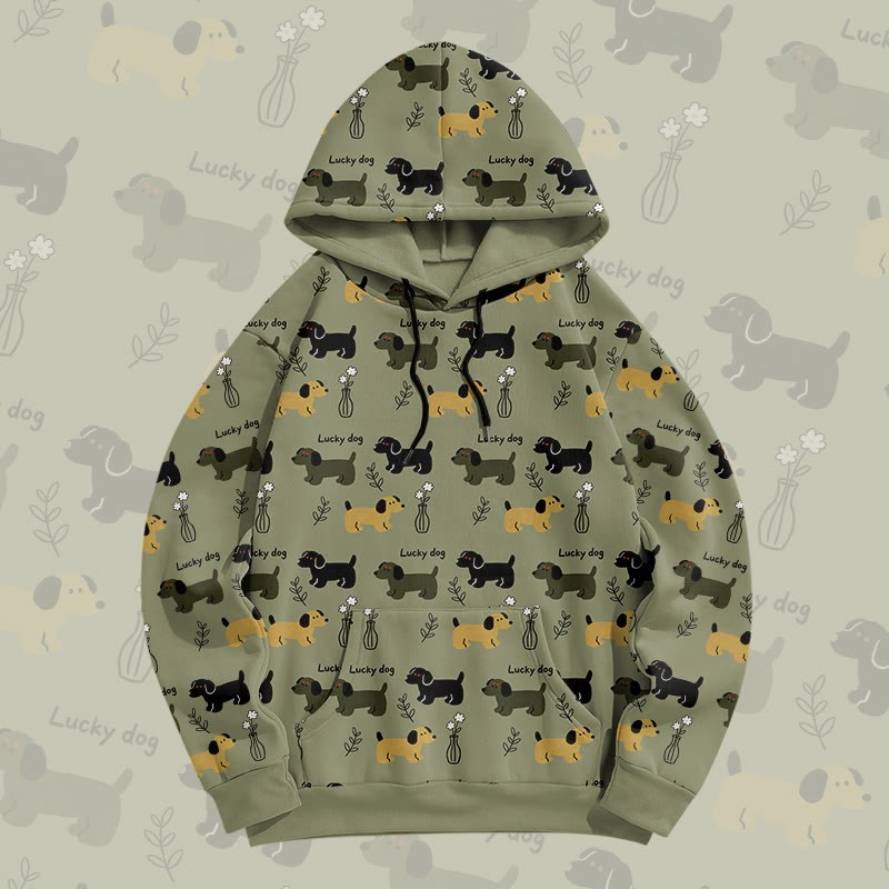 MODAKAWA Pullover-Hoodie mit Allover-Print „Lucky Dog“ - Green - 8XL - image 2