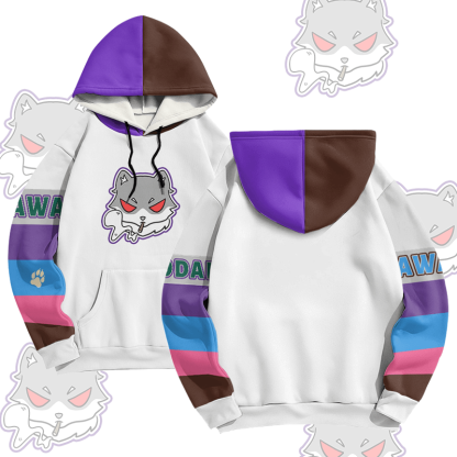 MODAKAWA Pullover-Hoodie mit Raucherwolf-Grafik-Allover-Print - White - 8XL - image 2
