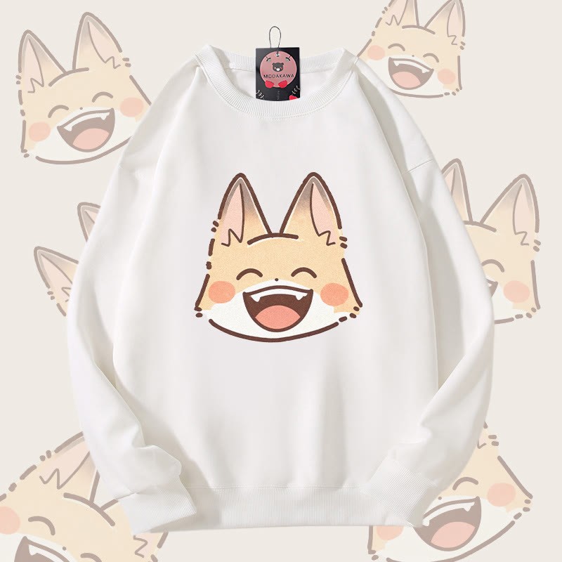 MODAKAWA Unisex-Sweatshirt mit lächelndem Fuchs-Motiv - White - 5XL - image 3