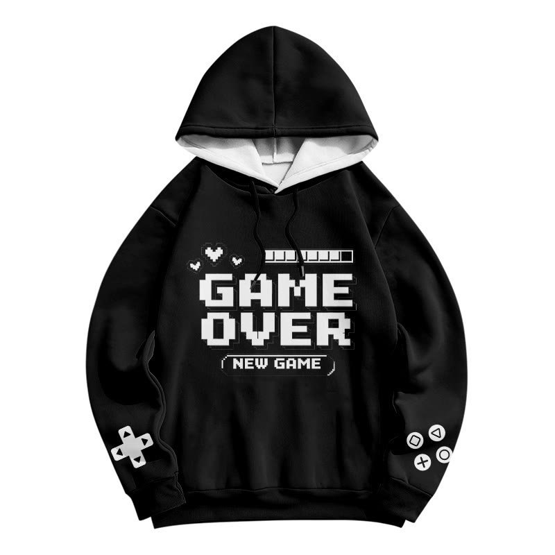 GAME OVER Arcade Graphic Modakawa Pullover Hoodie - Black - 6XL - image 5