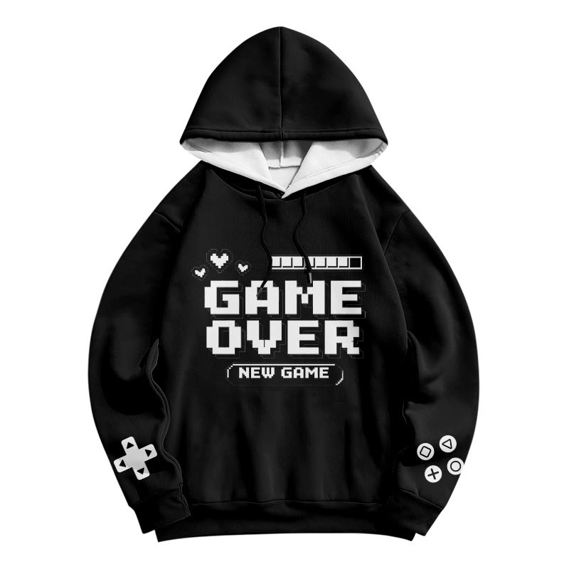 GAME OVER Arcade Graphic Modakawa Pullover Hoodie - Black - 6XL - image 5
