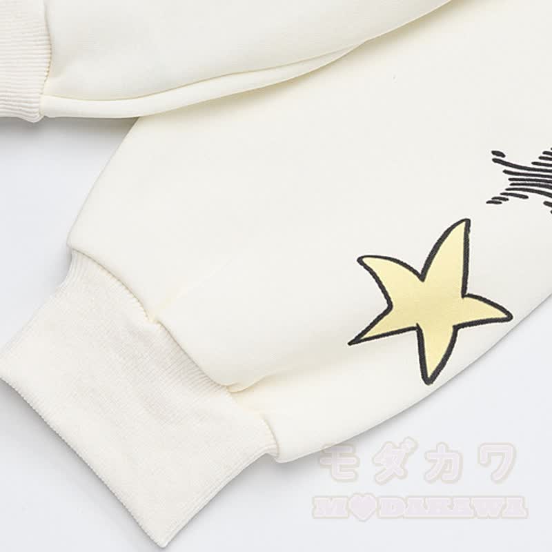 Niedlicher Kapuzenpullover mit Katzenohren, Reißverschluss, Musiknoten-Katzenprint und Spitzenbesatz - image 6