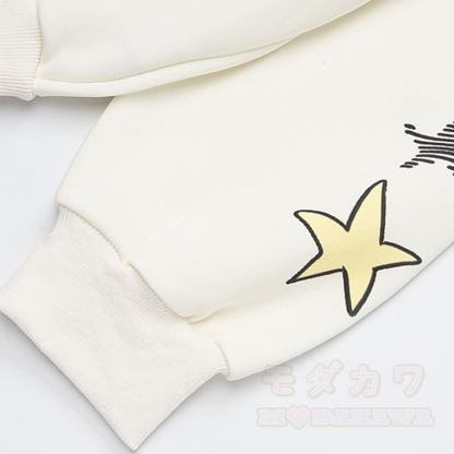Niedlicher Kapuzenpullover mit Katzenohren, Reißverschluss, Musiknoten-Katzenprint und Spitzenbesatz - image 6