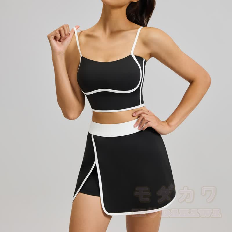 Lässiges Cami Crop Top und Split Skort Yoga Zweiteiliges Set - image 12
