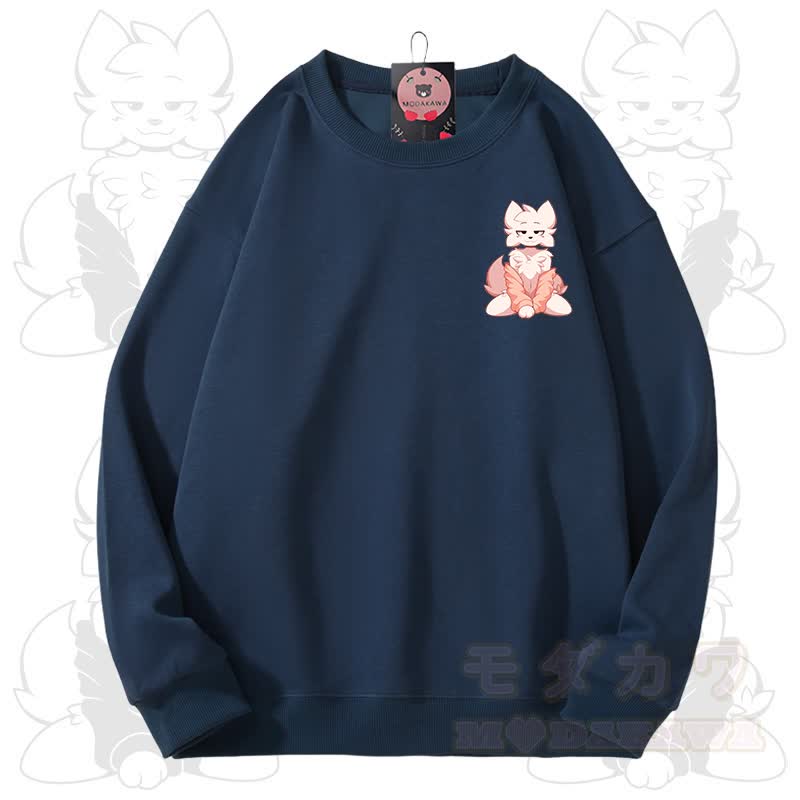 MODAKAWA X zarckets Fox Graphic Unisex Sweatshirt - Marineblau - 3XL - image 9