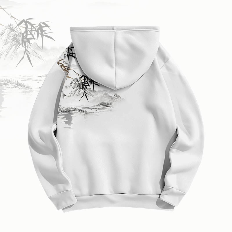 MODAKAWA Vintage Bambusblumen-Tuschemalerei-Pullover-Hoodie - image 3