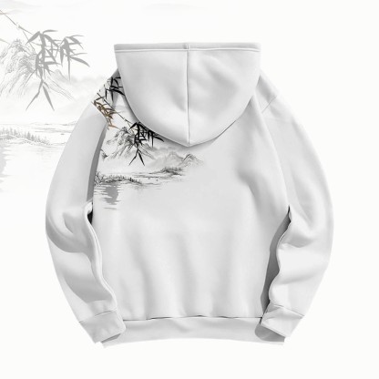 MODAKAWA Vintage Bambusblumen-Tuschemalerei-Pullover-Hoodie - image 3