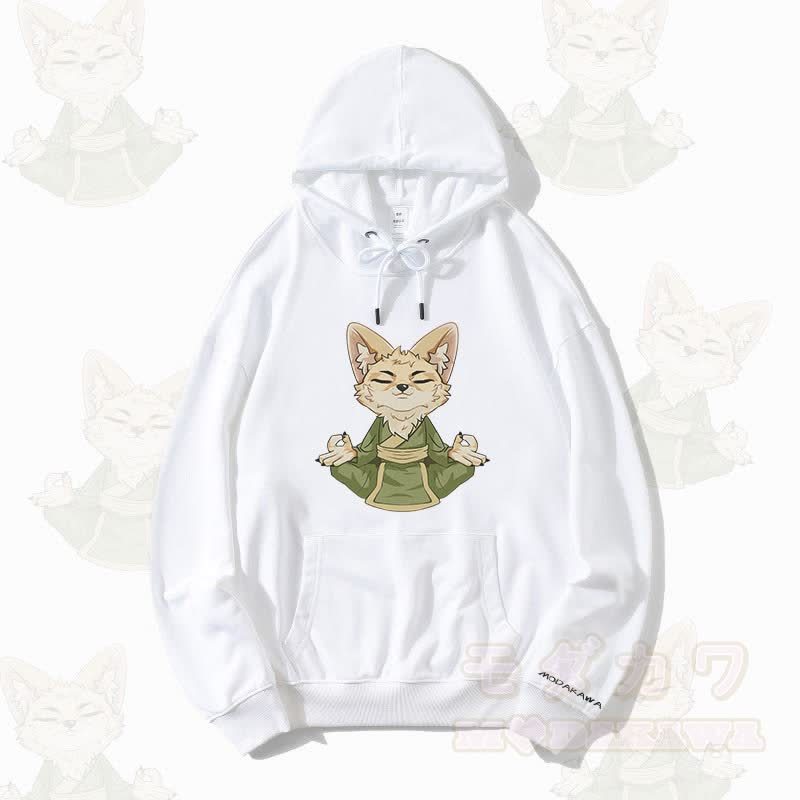 MODAKAWA Zen Fox Graphic Streetwear Pullover Hoodie - Weiß - 5XL - image 3