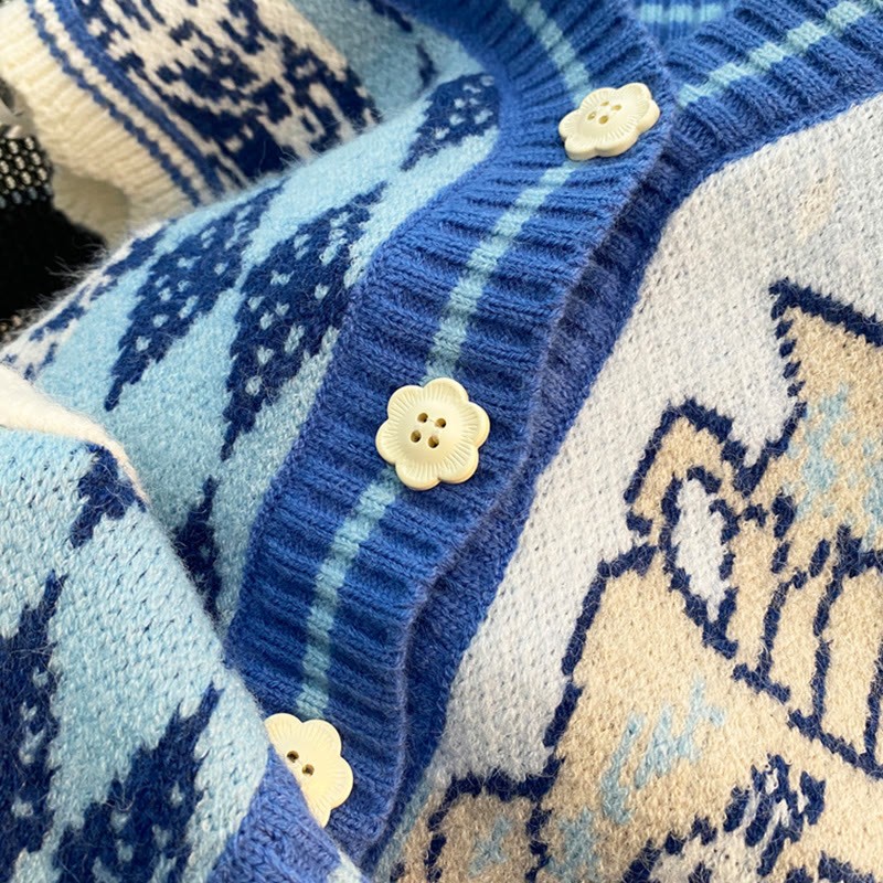 Strickweste mit V-Ausschnitt und Farben - image 4