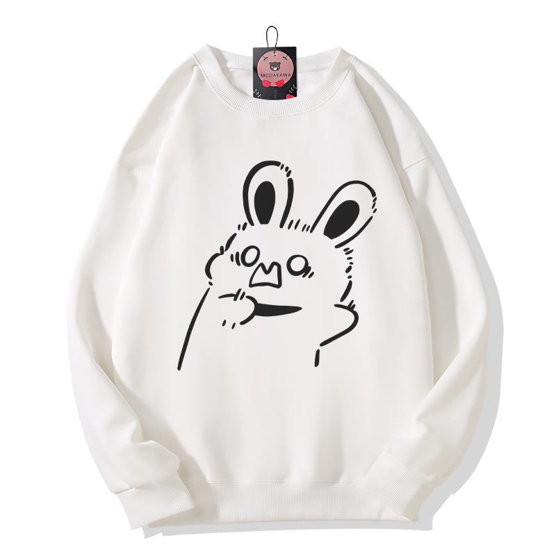 Sweatshirt mit Hasenmotiv und Rundhalsausschnitt - White - 5XL - image 3