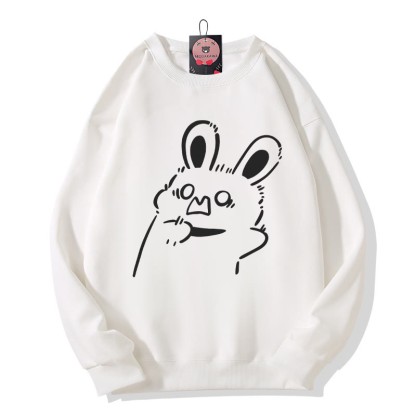 Sweatshirt mit Hasenmotiv und Rundhalsausschnitt - White - 5XL - image 3