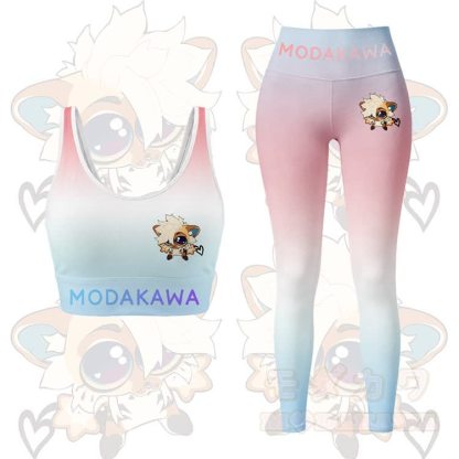 MODAKAWA X TiramisuRat Sport-BH-Top und Leggings mit niedlichem Ratten-Grafikmuster und Farbverlauf - Rosa Set - 5XL - image 13