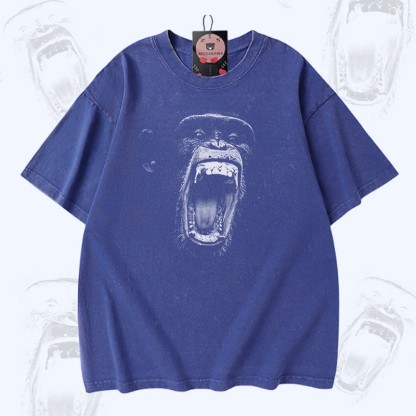 Roaring Ape Graphic Modakawa Unisex Vintage Washed T-Shirt - Blue - 5XL - image 2