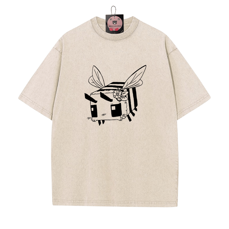 Moody Square – Unisex-T-Shirt mit Bienen-Grafik im Vintage-Look - Aprikose - 5XL - image 3