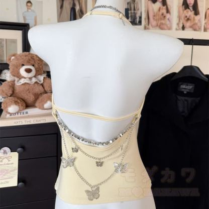 Rückenfreies Neckholder-Top mit Schmetterlingskette - image 12