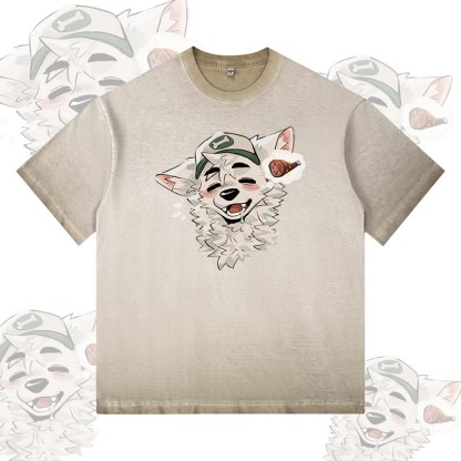 MODAKAWA X atka Tiger Paw Wave Graphic 100% Cotton Gradient Washed T-Shirt - Khaki - 5XL - image 2