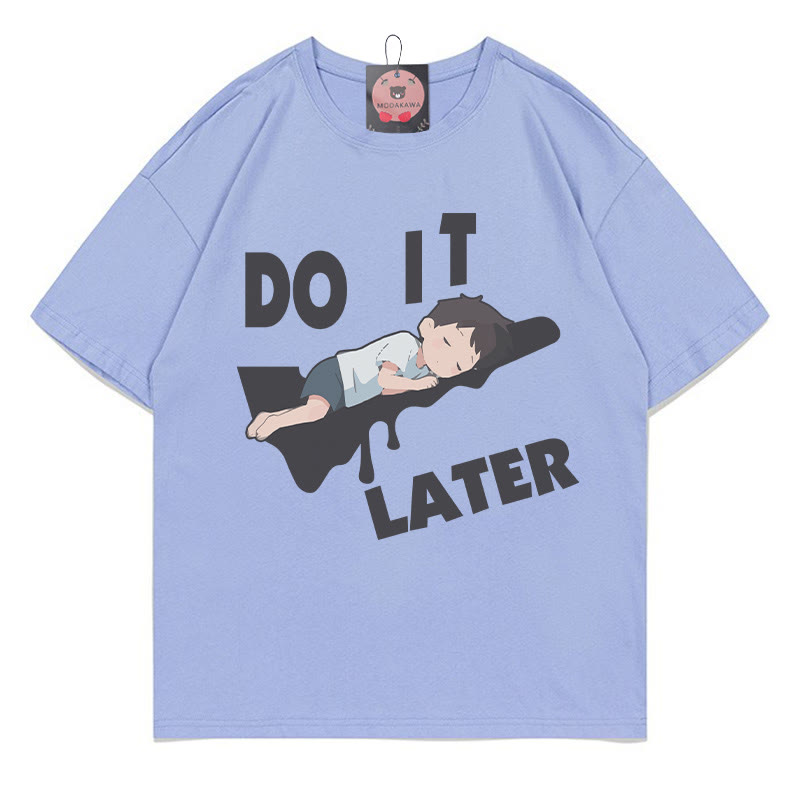 Mach es später! Modakawa T-Shirt mit Schlafendem-Jungen-Print - Blue - 5XL - image 3