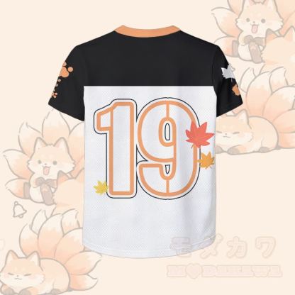 Modakawa Vintage Mesh Jersey T-Shirt mit neunschwänzigem Fuchs-Nummerngrafik - image 4