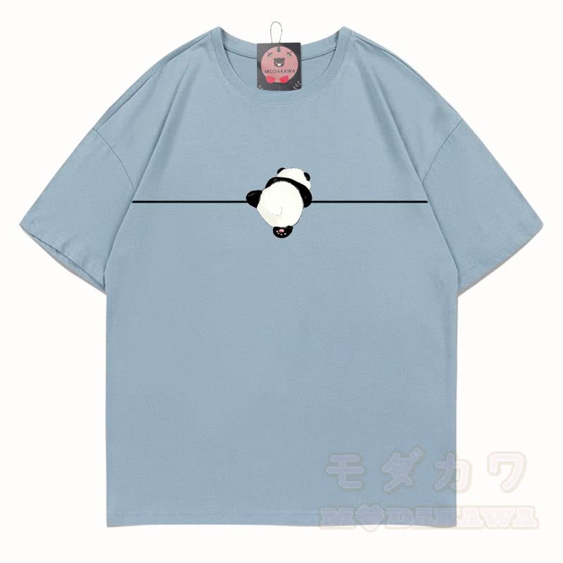 MODAKAWA Panda Grafik T-Shirt aus 100 % Baumwolle - Hellgraublau - 5XL - image 12