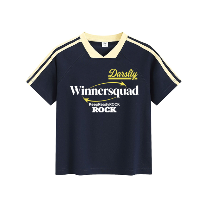 WINNERSQUADE Graphic Modakawa Vintage Stripe V-Neck T-Shirt - Purplish Blue - L - image 2