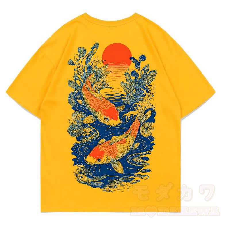 MODAKAWA Print Loose Summer Kurzarm-T-Shirt - Gelb - 5XL - image 11