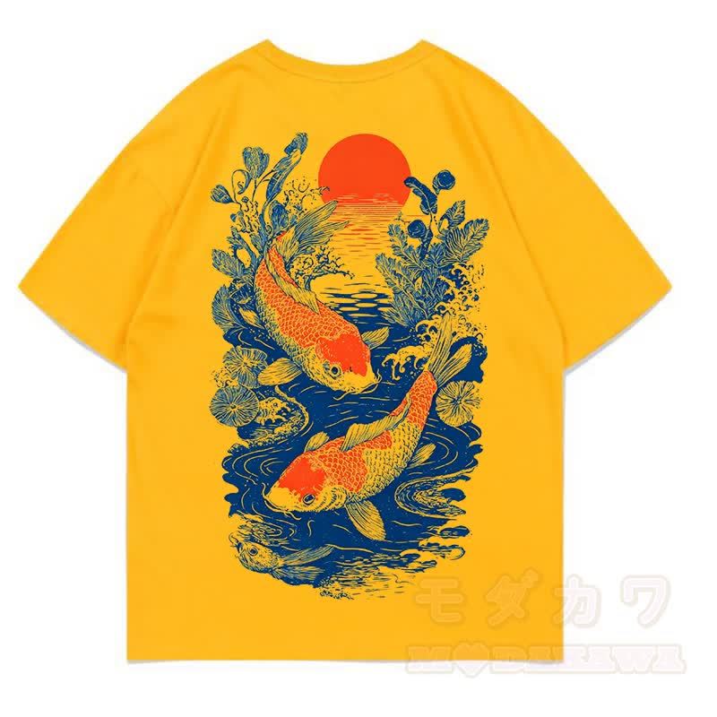 MODAKAWA Print Loose Summer Kurzarm-T-Shirt - Gelb - 5XL - image 11
