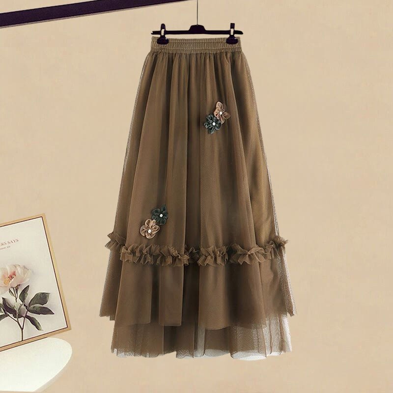 Zweiteiliges Set mit Strickjacke und Blumenrock - image 3