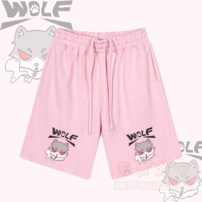 MODAKAWA Smoking Wolf Graphic Drawstring Shorts - Rosa - 2XL - image 5