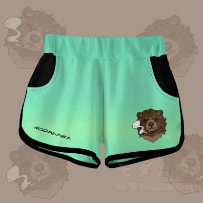 MODAKAWA Shorts mit Farbverlauf und rauchendem Bären-Grafik - Grün - 5XL - image 3