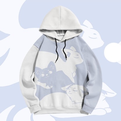 MODAKAWA Pullover-Hoodie mit Fuchs-Grafik und Farben -Print - Blue - 6XL - image 3